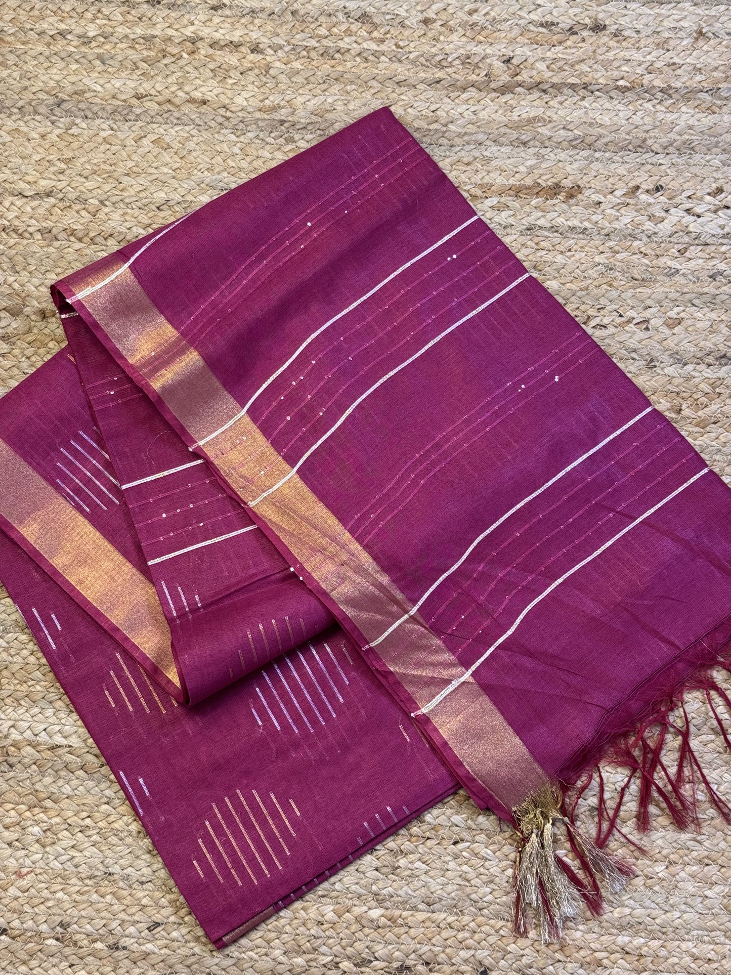 Majenta Pink Blended Cotton Saree