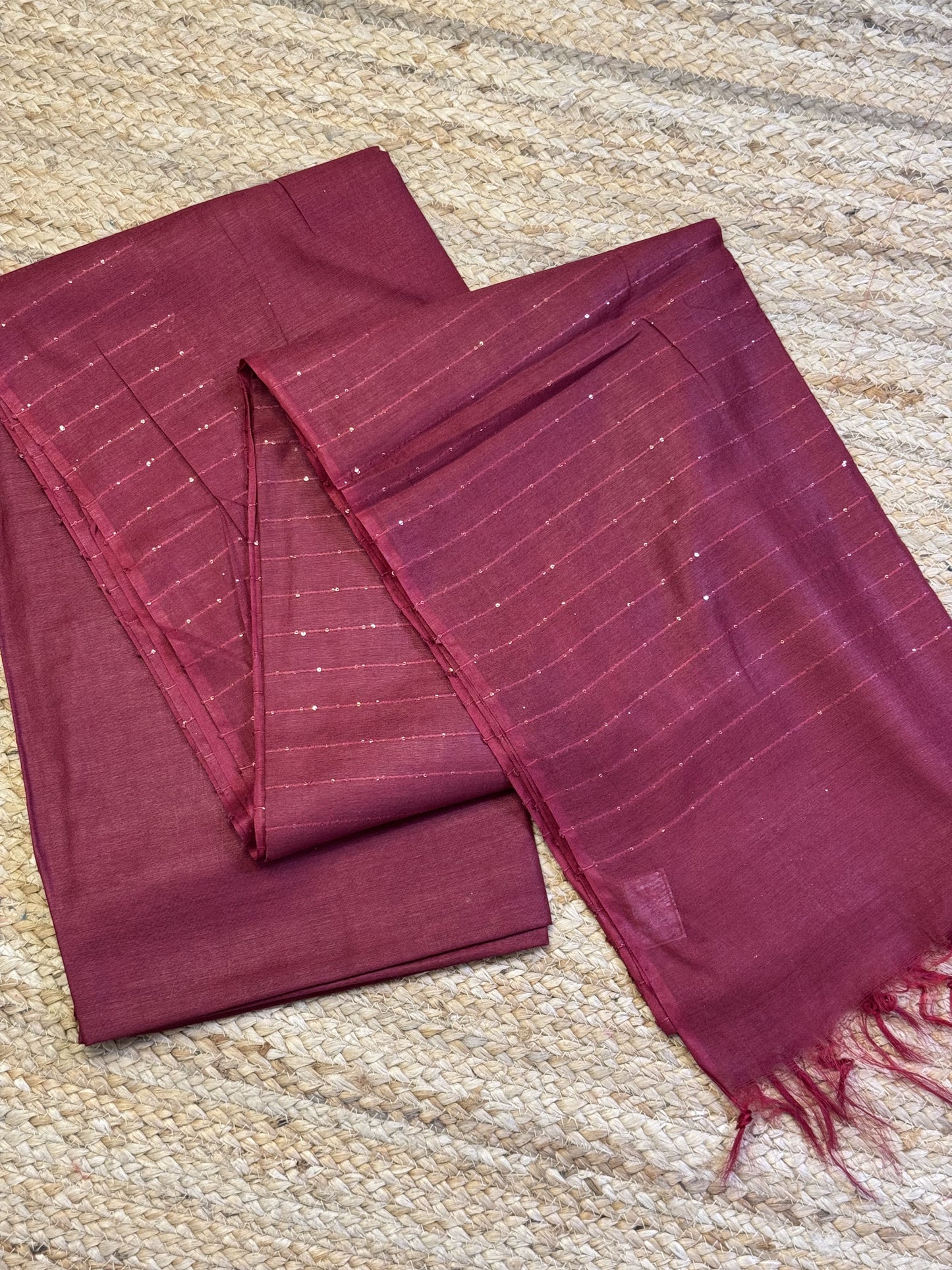 Meroon Blended Cotton Saree