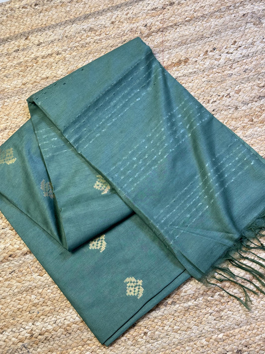 Green Blended Cotton Saree