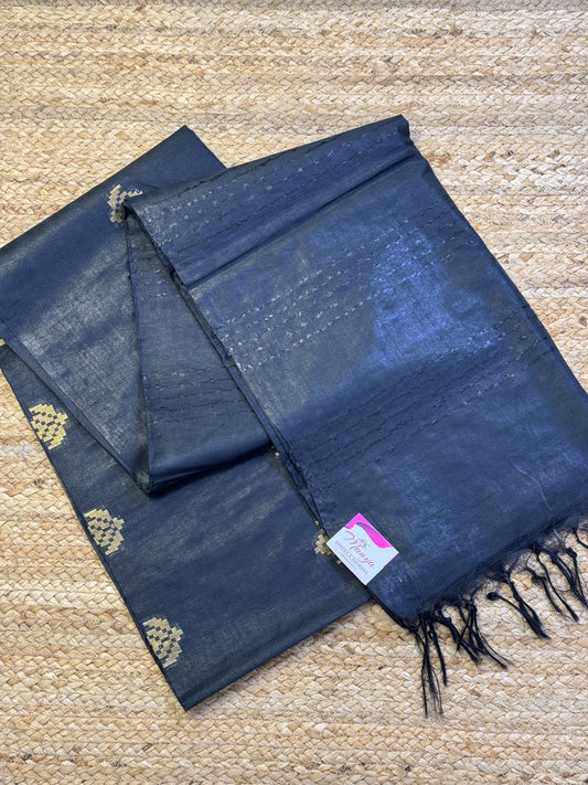 Navi Blue Blended Cotton Saree