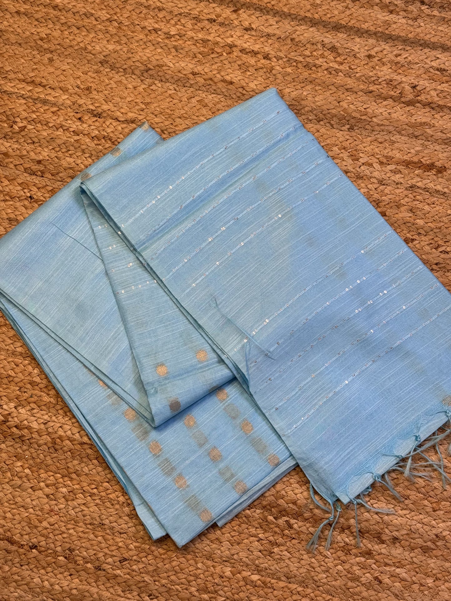 Light Blue Blended Cotton Saree