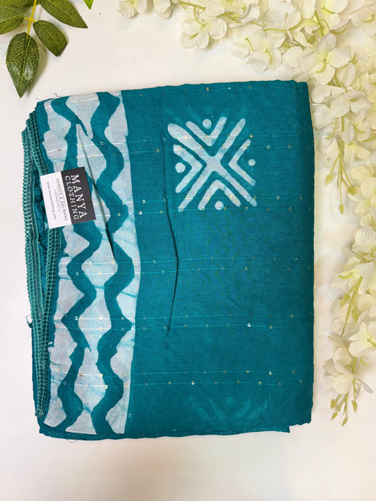 Rama Green Staple Cotton Saree
