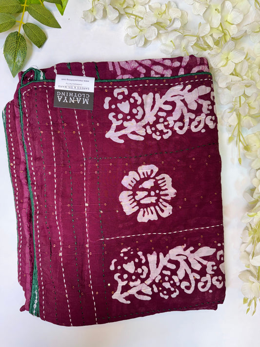 Dark Magenta Staple Cotton Saree