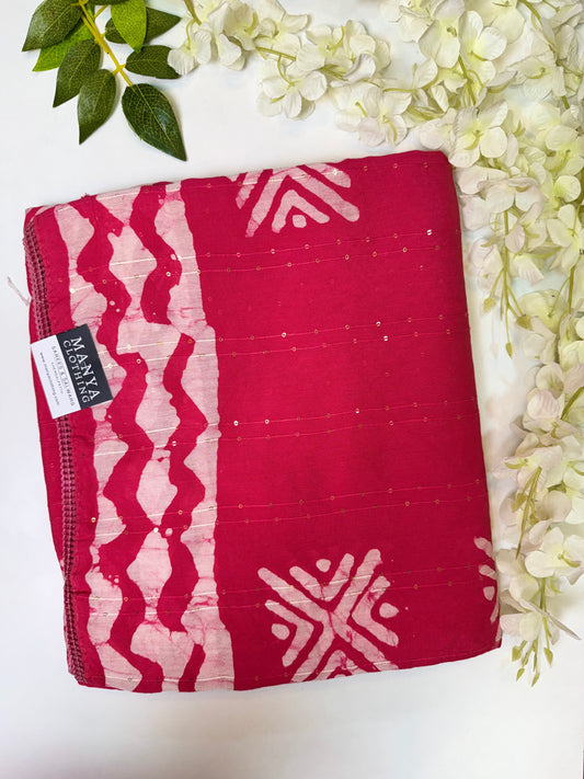 Crimson Pink Staple Cotton Saree