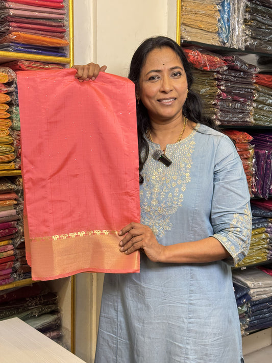 Light Pink Semi Tussar Saree