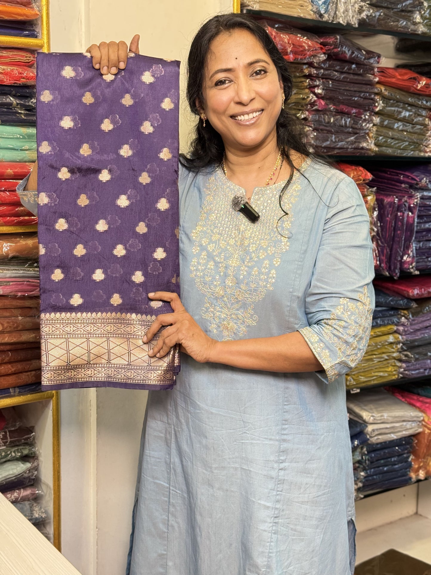 Navy Blue Viscose Saree