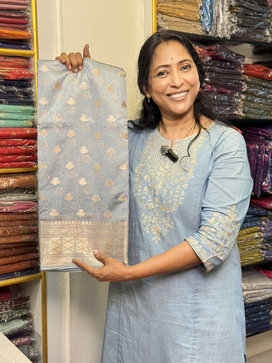 Slate Blue Viscose Saree