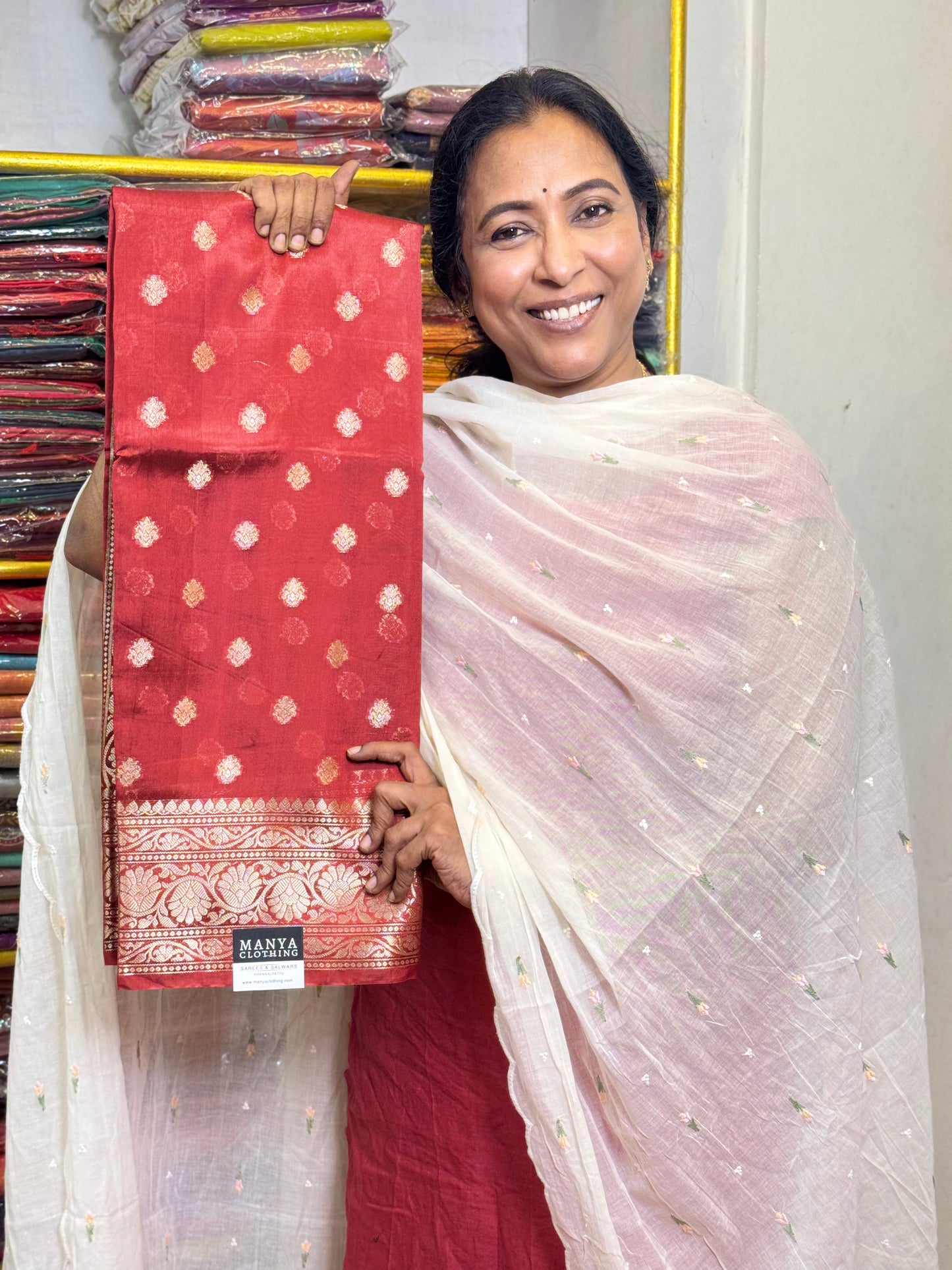 Red Viscose Saree