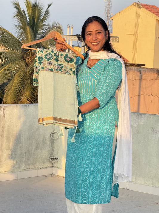 Light Green Pure Mul Cotton Saree