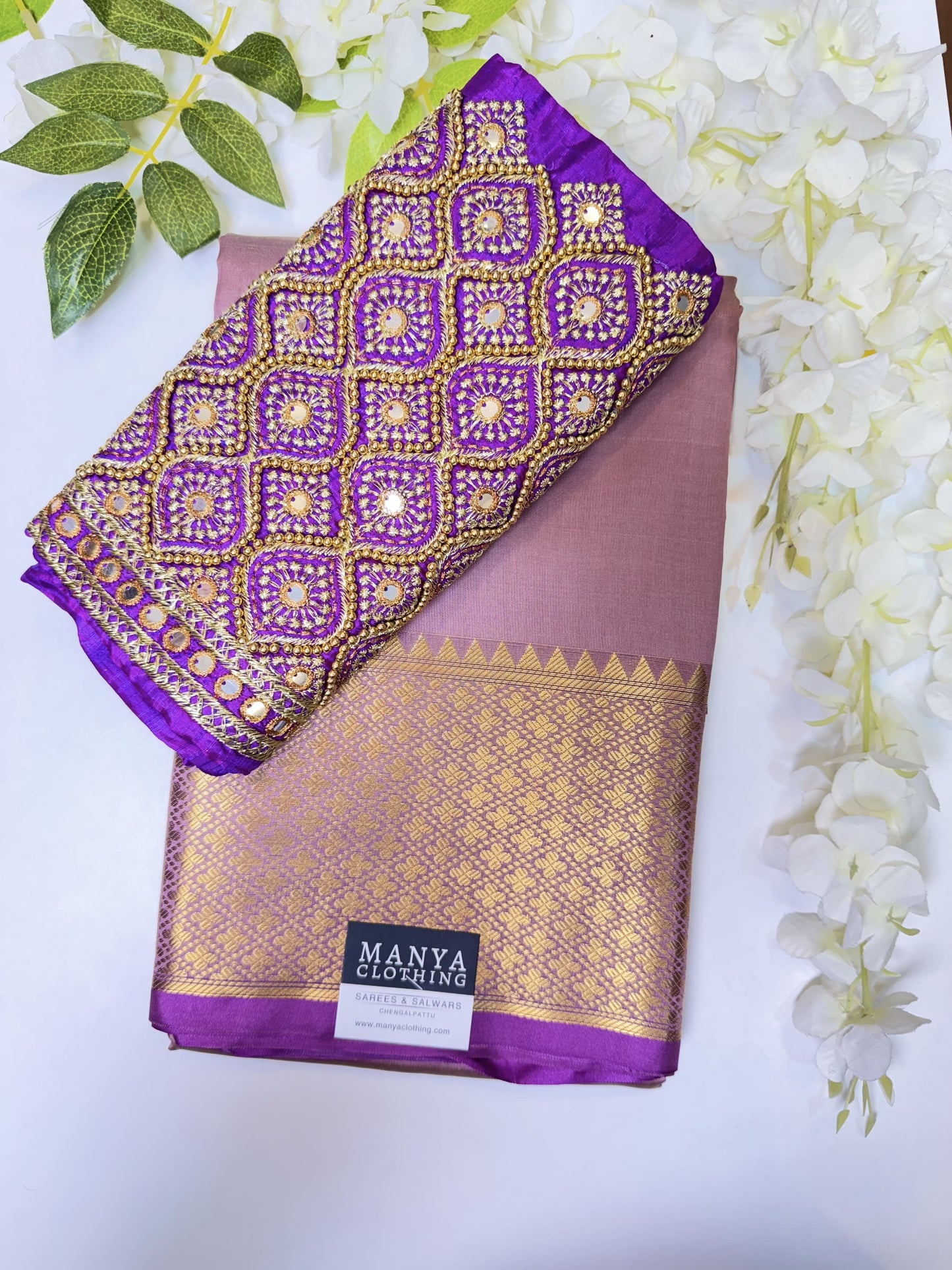 Onion Pink Soft Silk Saree with Work Blouse Combo