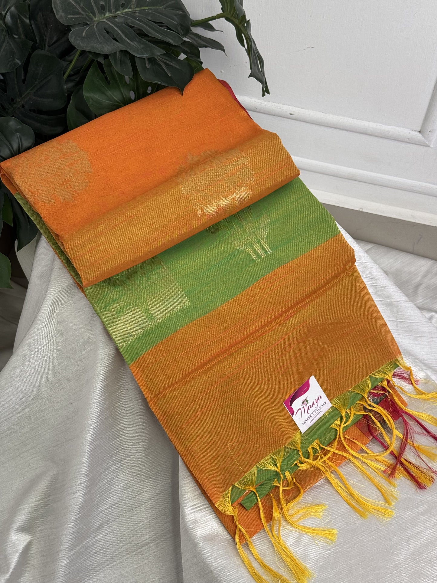 Light Orange Silk Cotton Saree