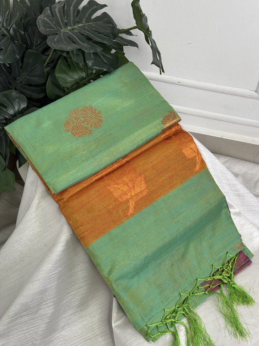 Light Rama Green Silk Cotton Saree