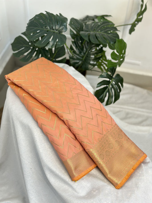 Light Orange Semi Katan Silk Saree