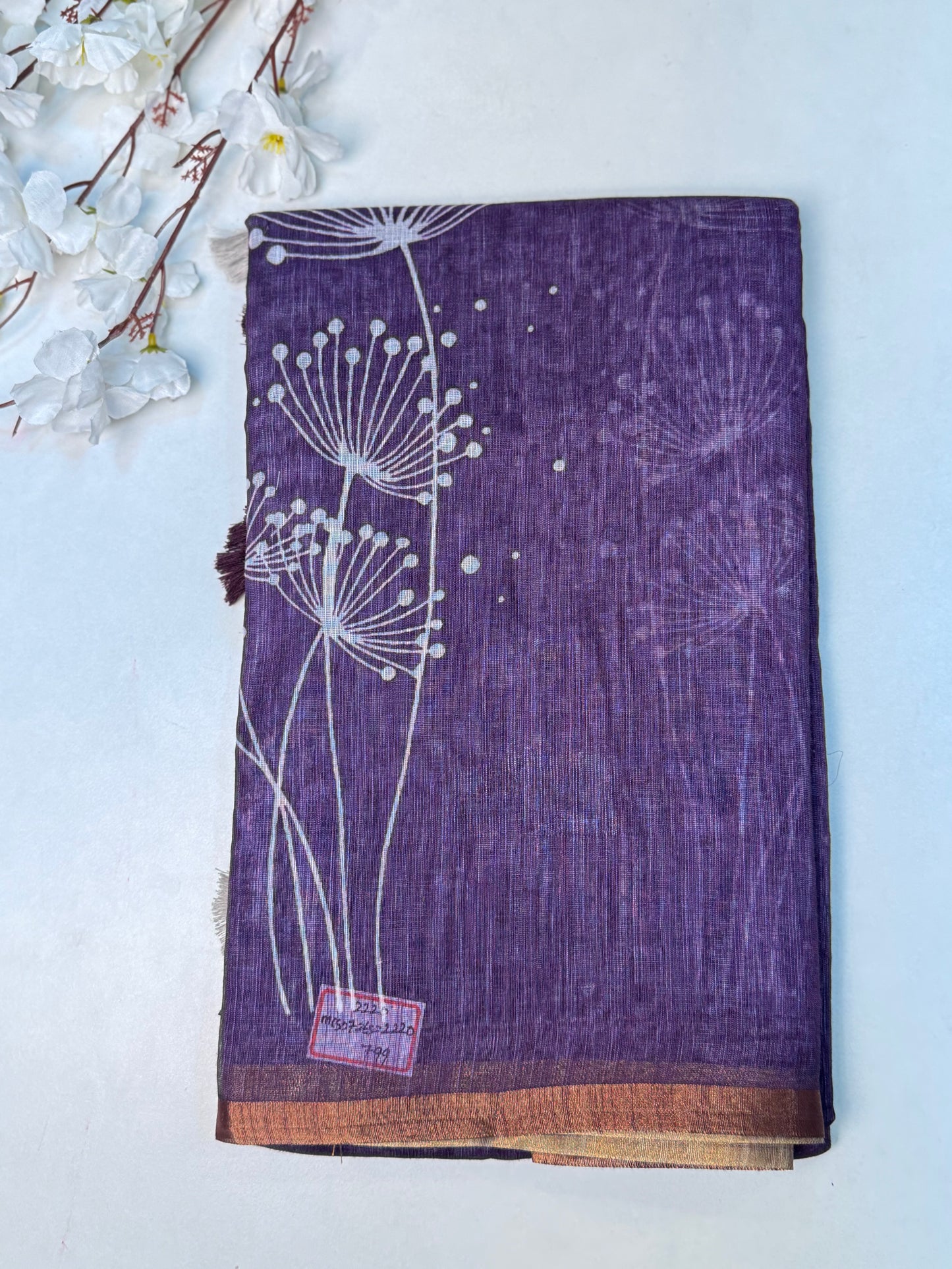 Purple Linen Cotton Saree