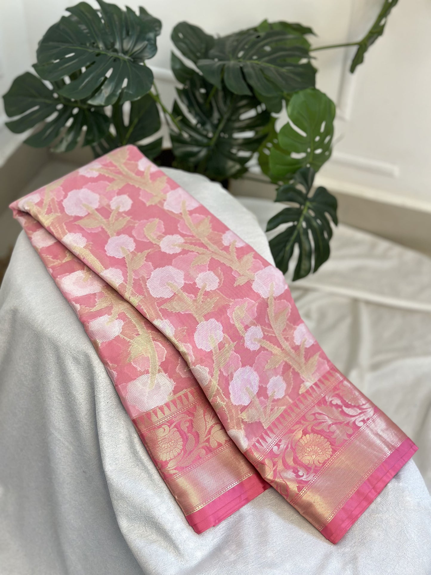 Pink Organza Tissue Saree