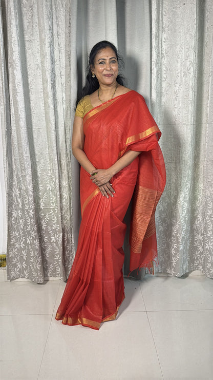 Red Kota Cotton Sarees
