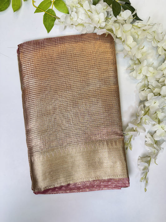 Golden Pink Tissue Saree