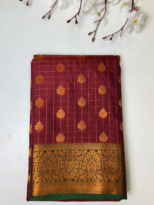 Maroon Kanchi-Soft Silk Saree
