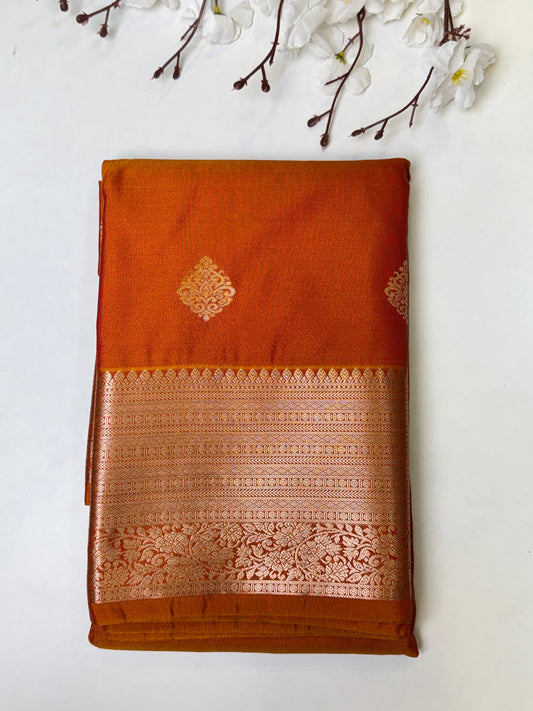 Orange Premium Bridal Kanchi-Soft Silk Saree