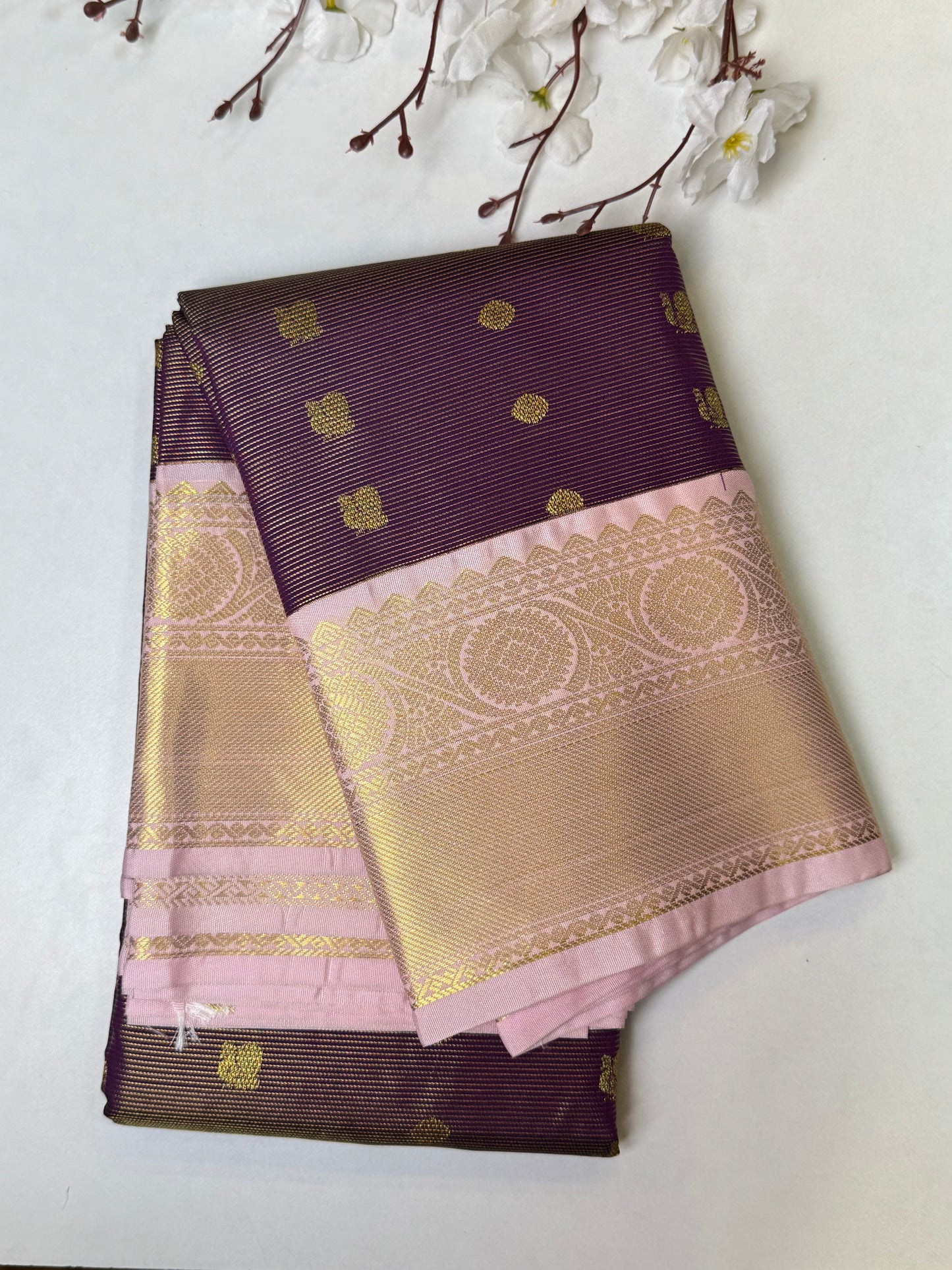 Jamun-Coloured Premium Bridal Kanchi-Soft Silk Saree
