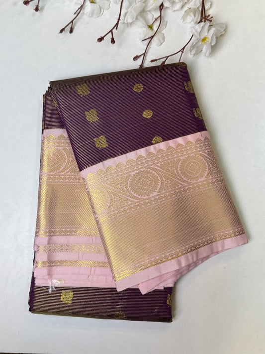Jamun-Coloured Premium Bridal Kanchi-Soft Silk Saree