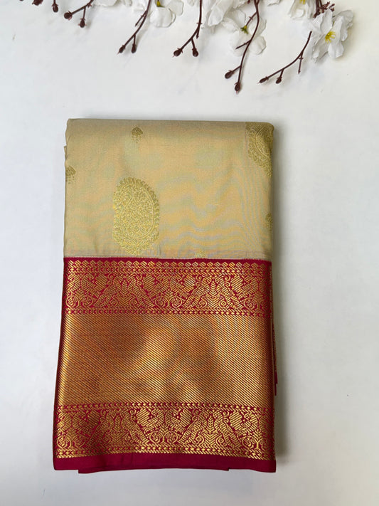Half-White Premium Bridal Kanchi-Soft Silk Saree
