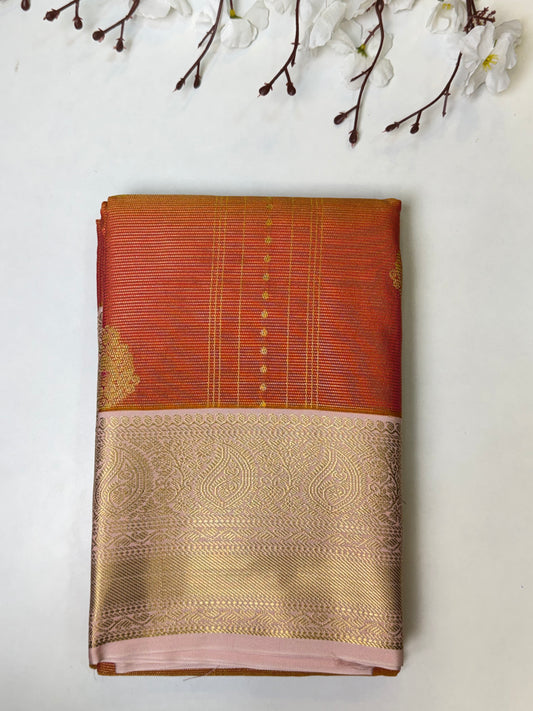 Orange Premium Bridal Kanchi-Soft Silk Saree