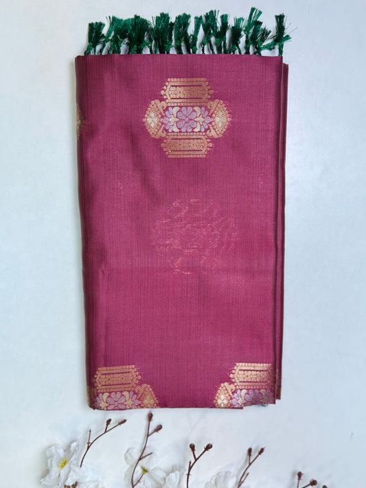 Onion Pink Kanchi-Tussar Soft Silk Saree