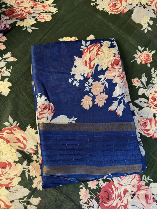 Blue Semi Dola Silk Saree