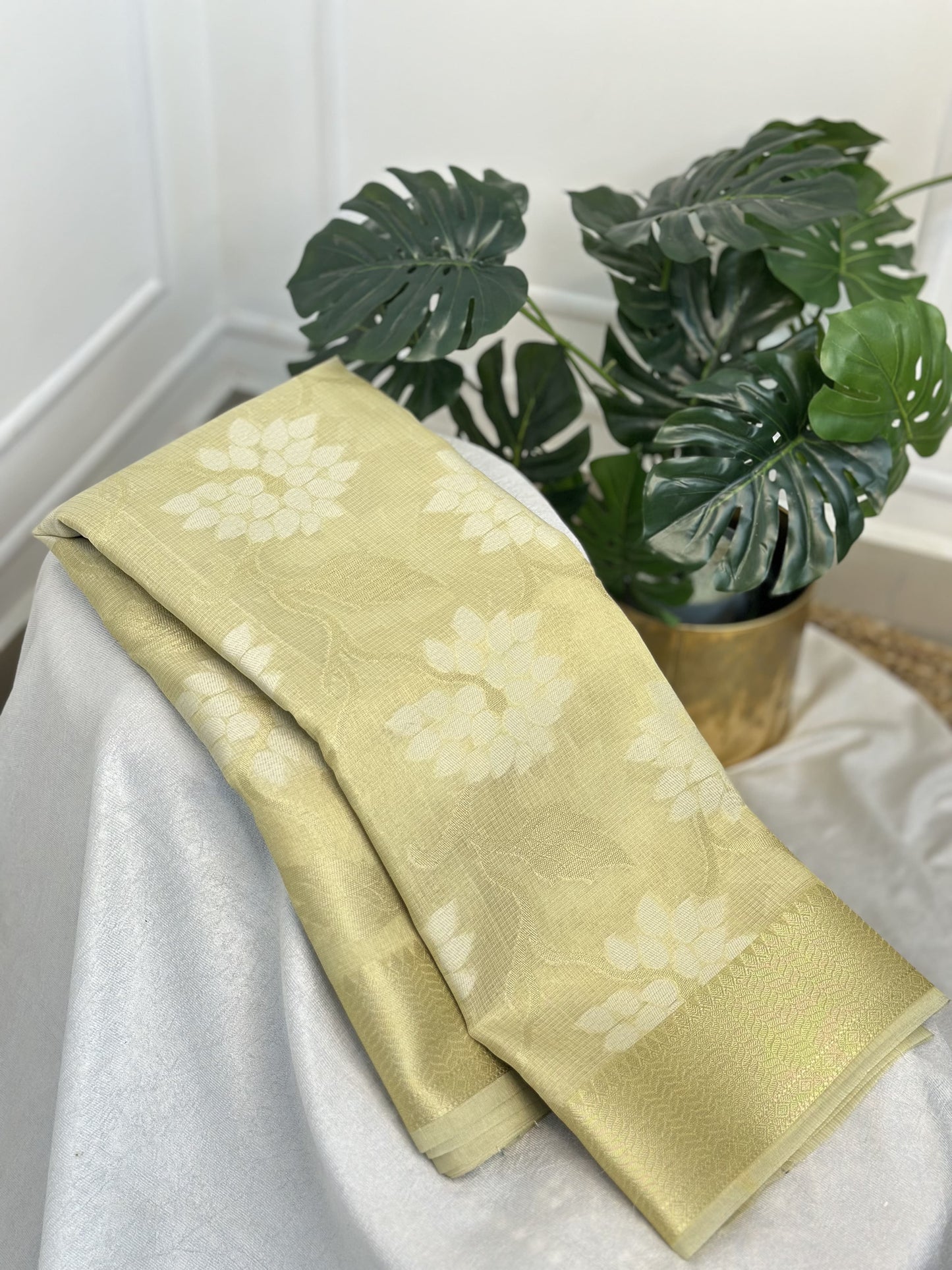 Light Yellow Tissue Saree