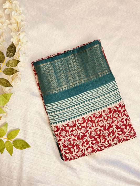 Meroon Semi Cotton Saree