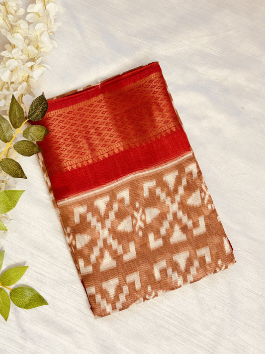 Rust Semi Cotton Saree