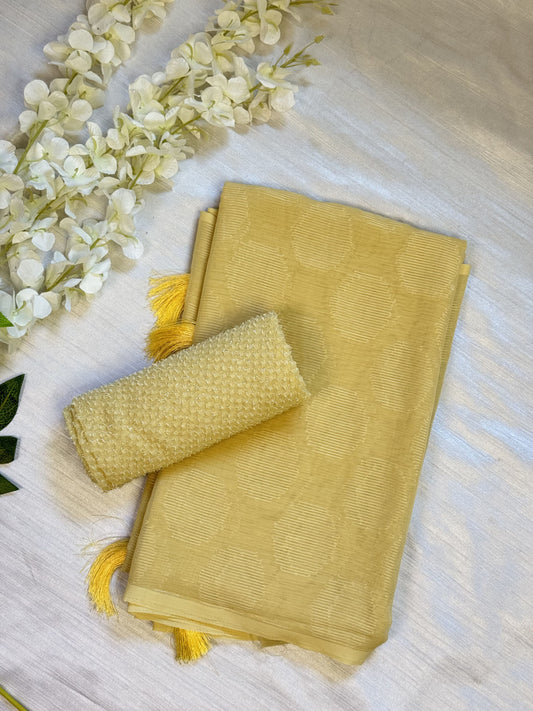 Yellow Chiffon Saree