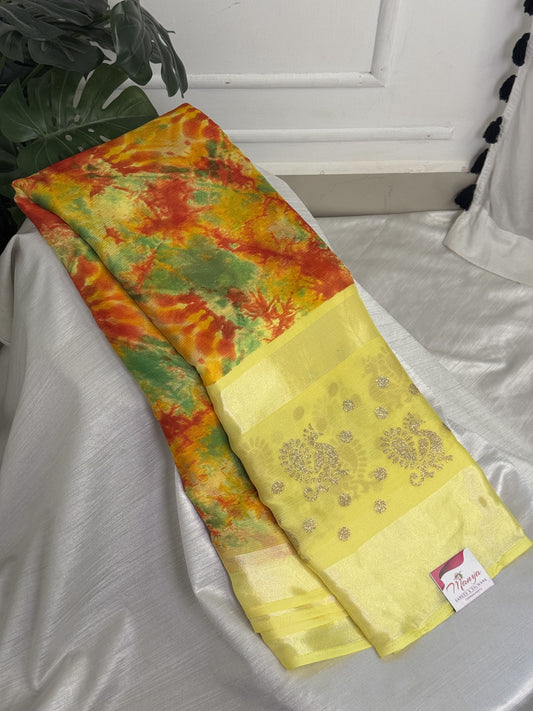 Yellow Chiffon Saree