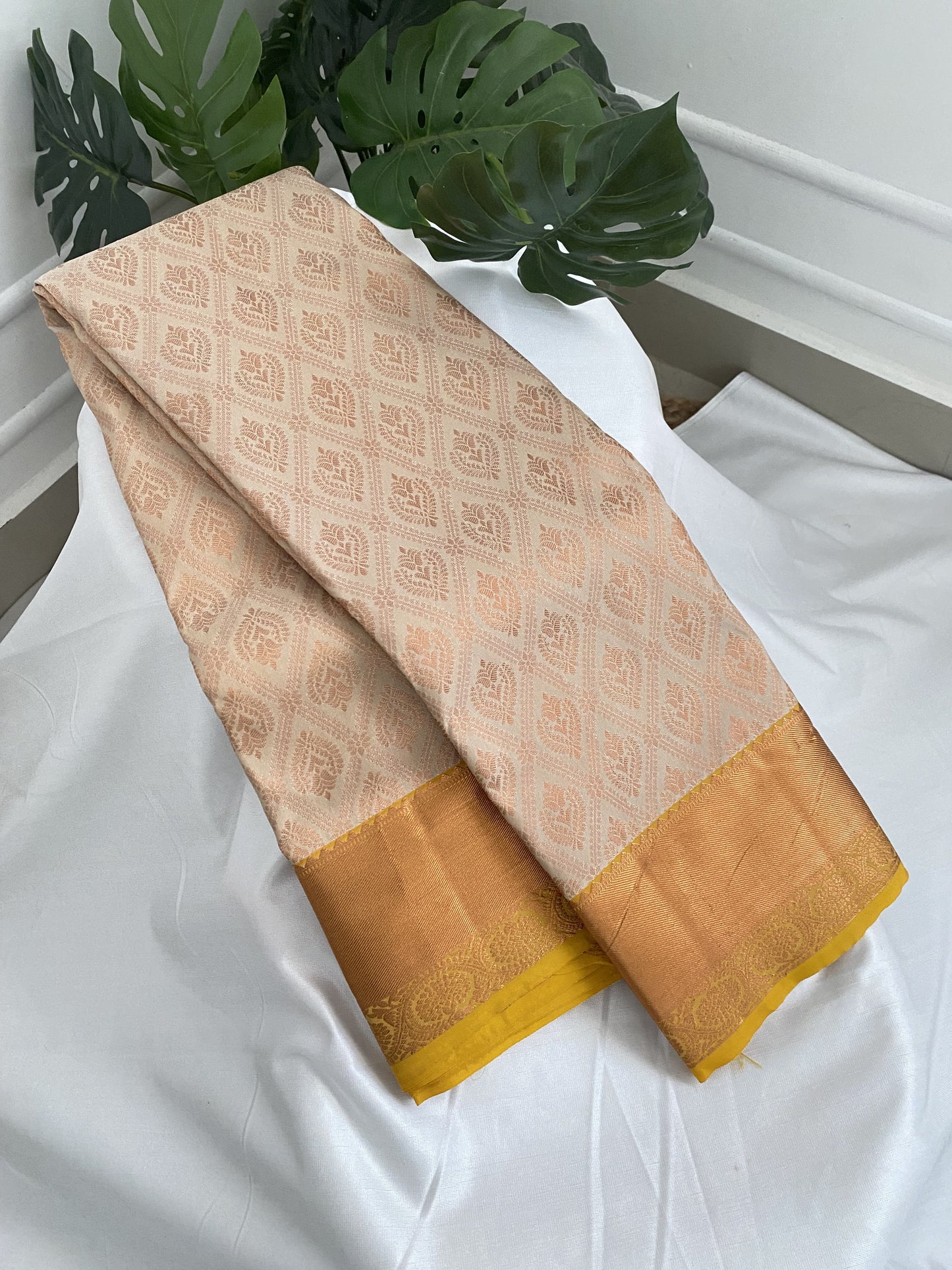 Half White Premium Semi Silk Saree