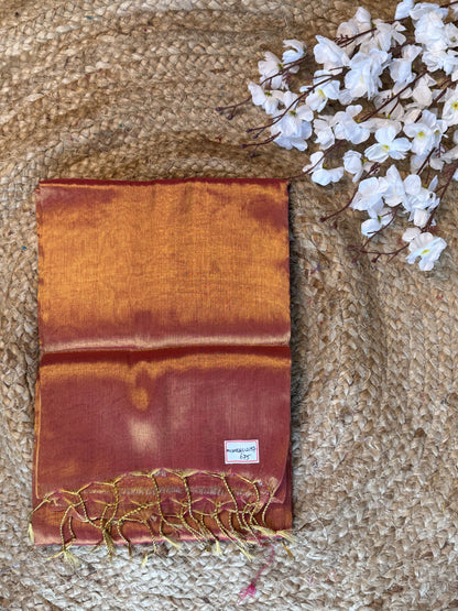 Golden Pink Plain Khadi Tissue Saree