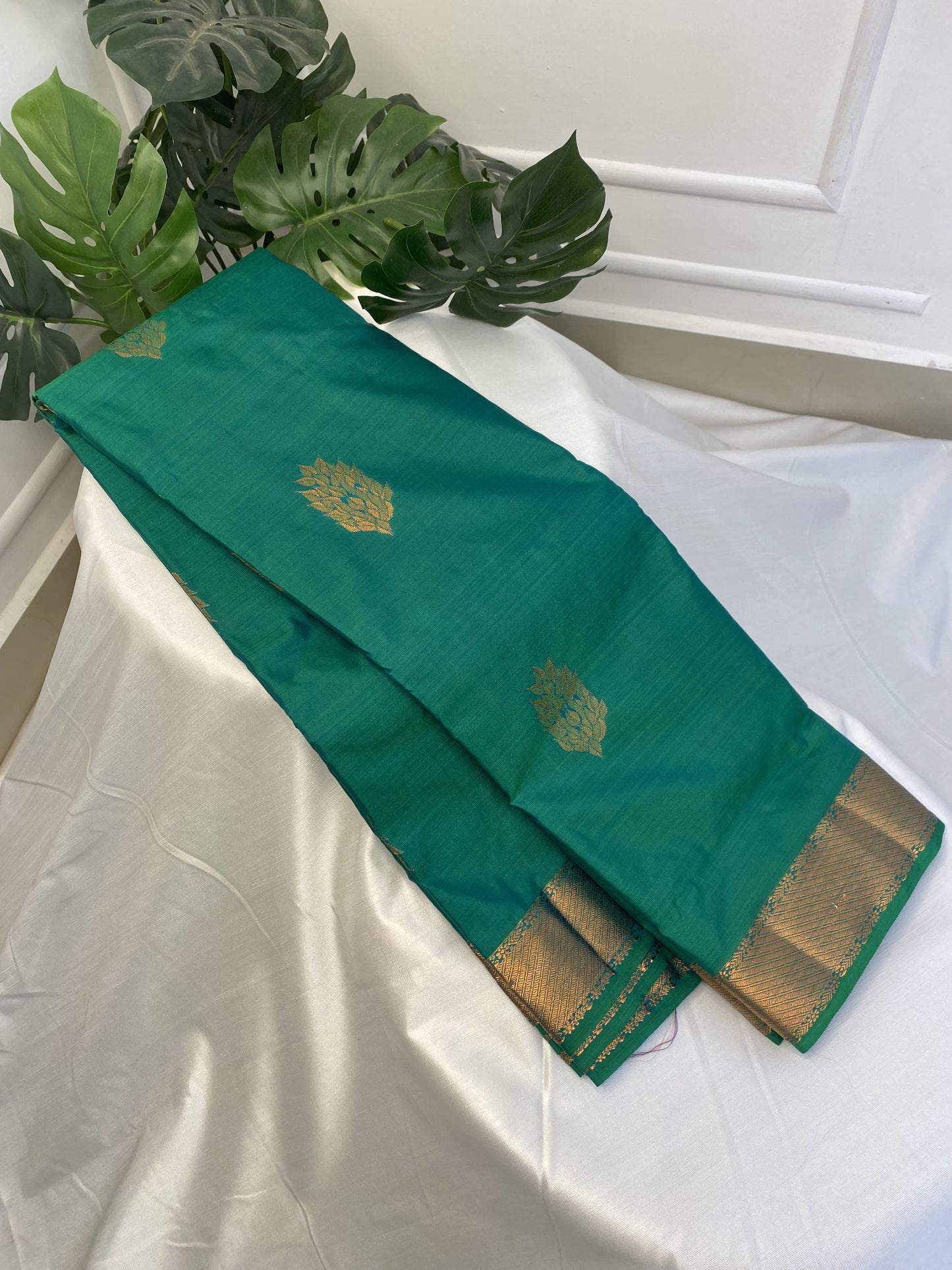 Peacock Green Premium Semi Silk Saree