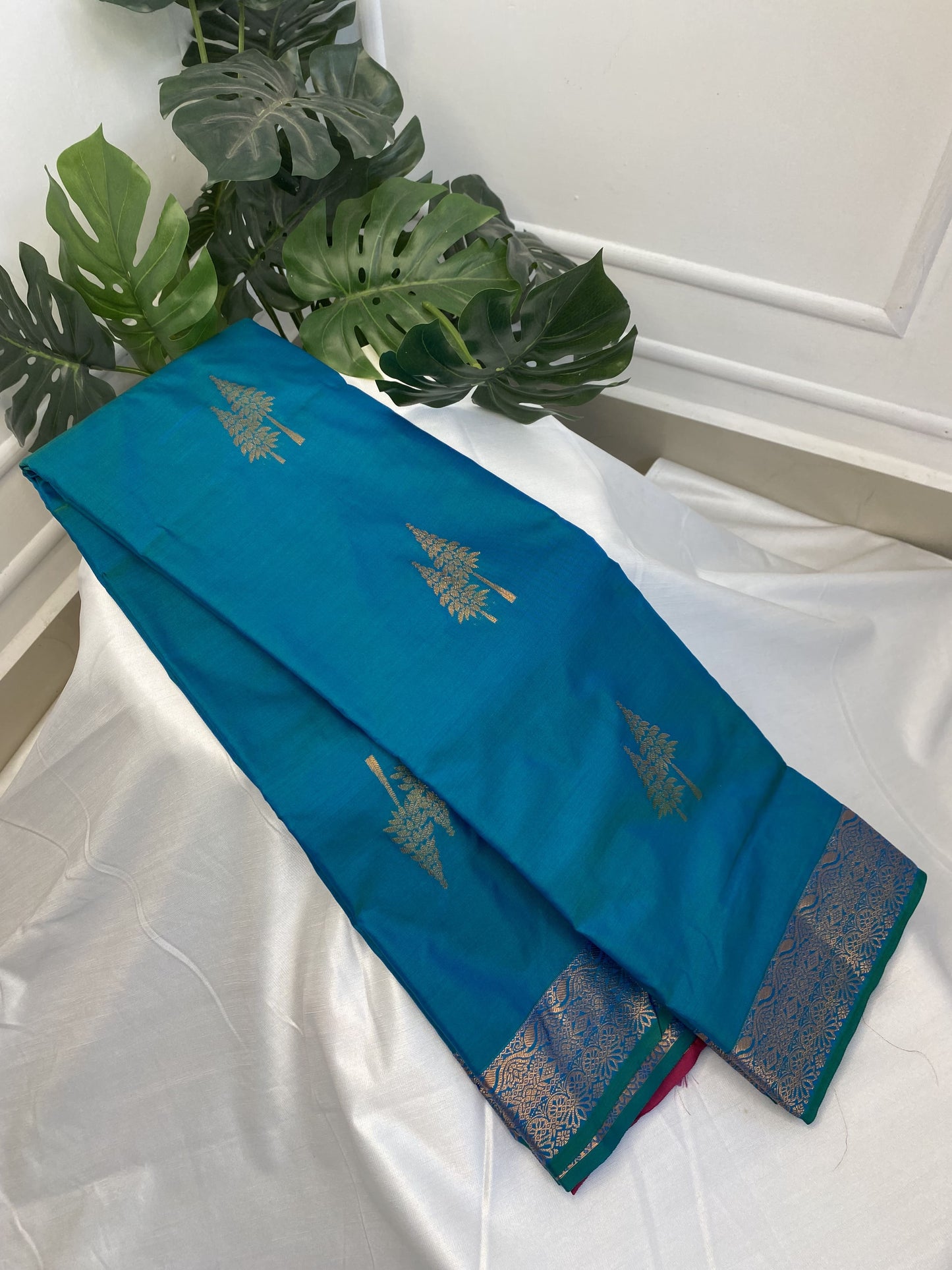 Peacock Blue Premium Semi Silk Saree