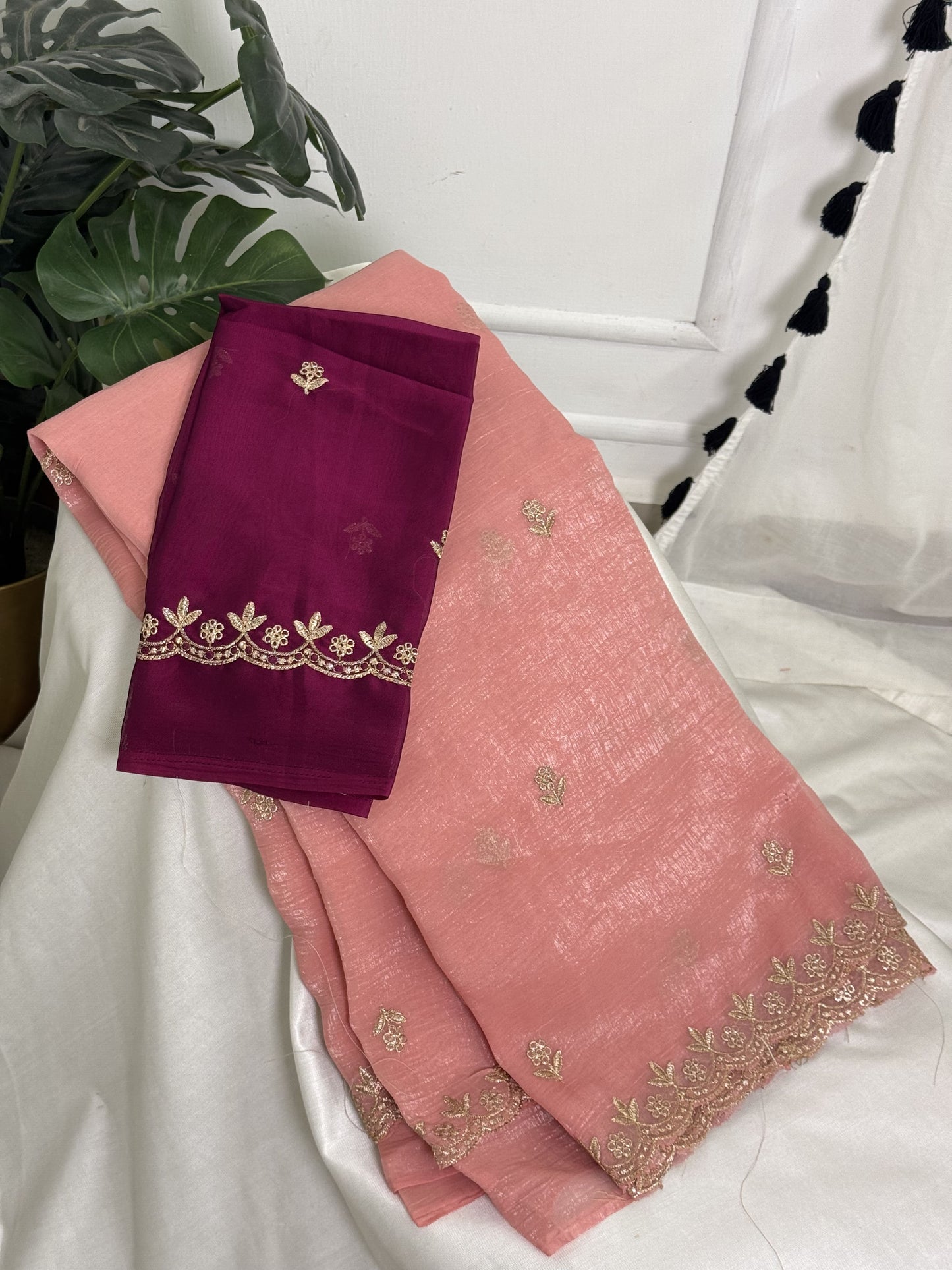 Peach Chiffon Saree