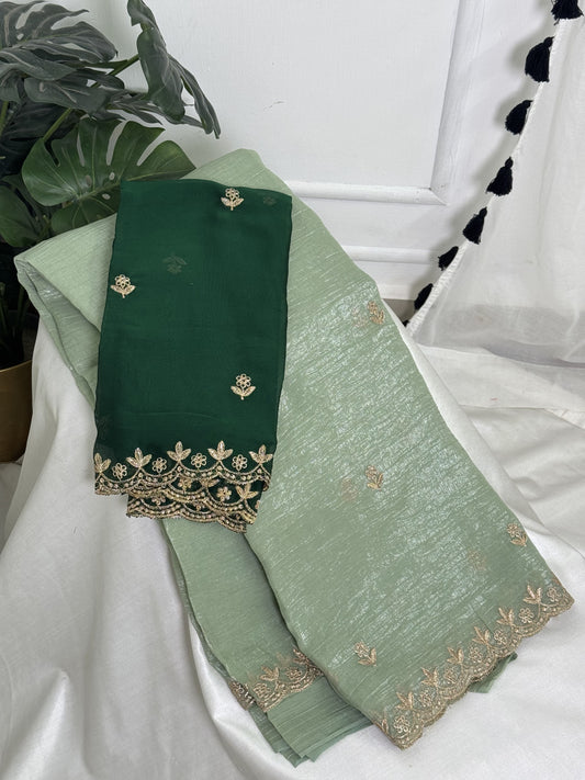 Light Green Chiffon Saree