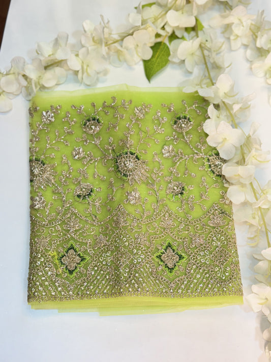 Light-Green Netted-Machine Work Blouse