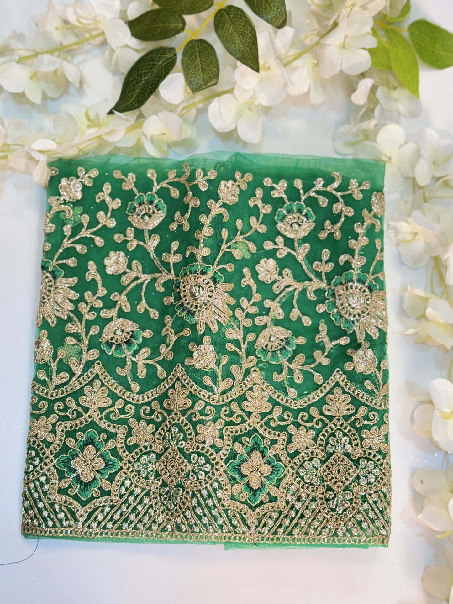 Green Netted-Machine Work Blouse