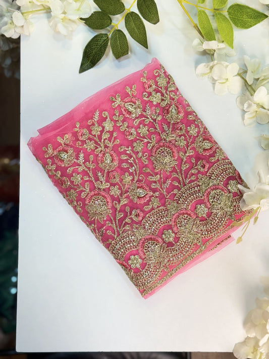 Baby Pink Netted-Machine Work Blouse