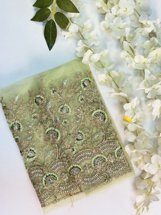 Light Green Netted-Machine Work Blouse