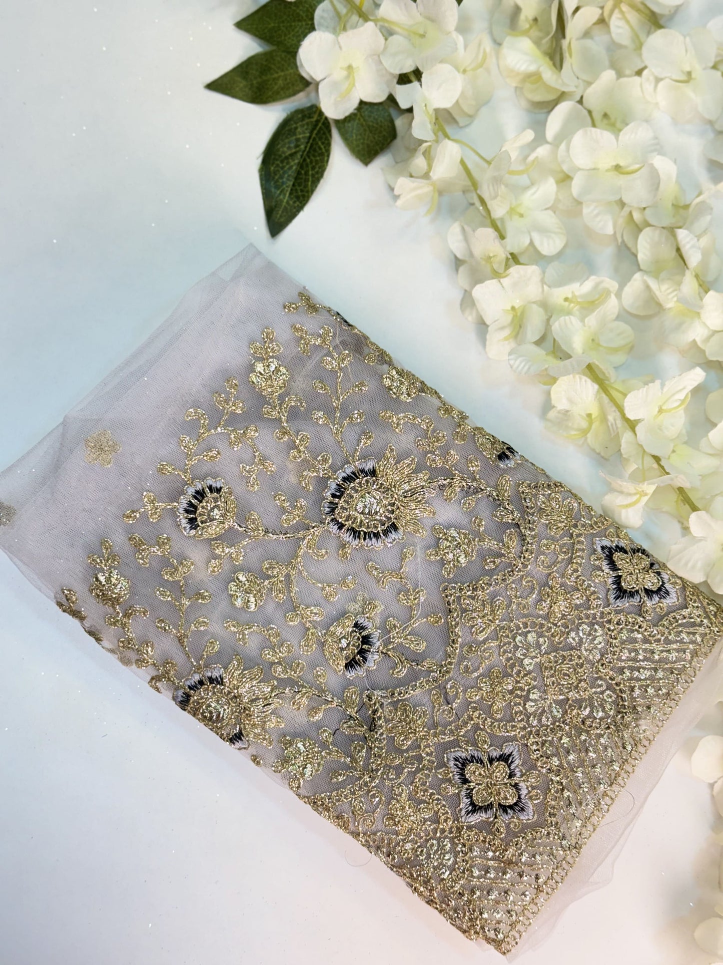 Grey Netted-Machine Work Blouse