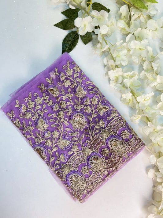 Lavendar Netted-Machine Work Blouse