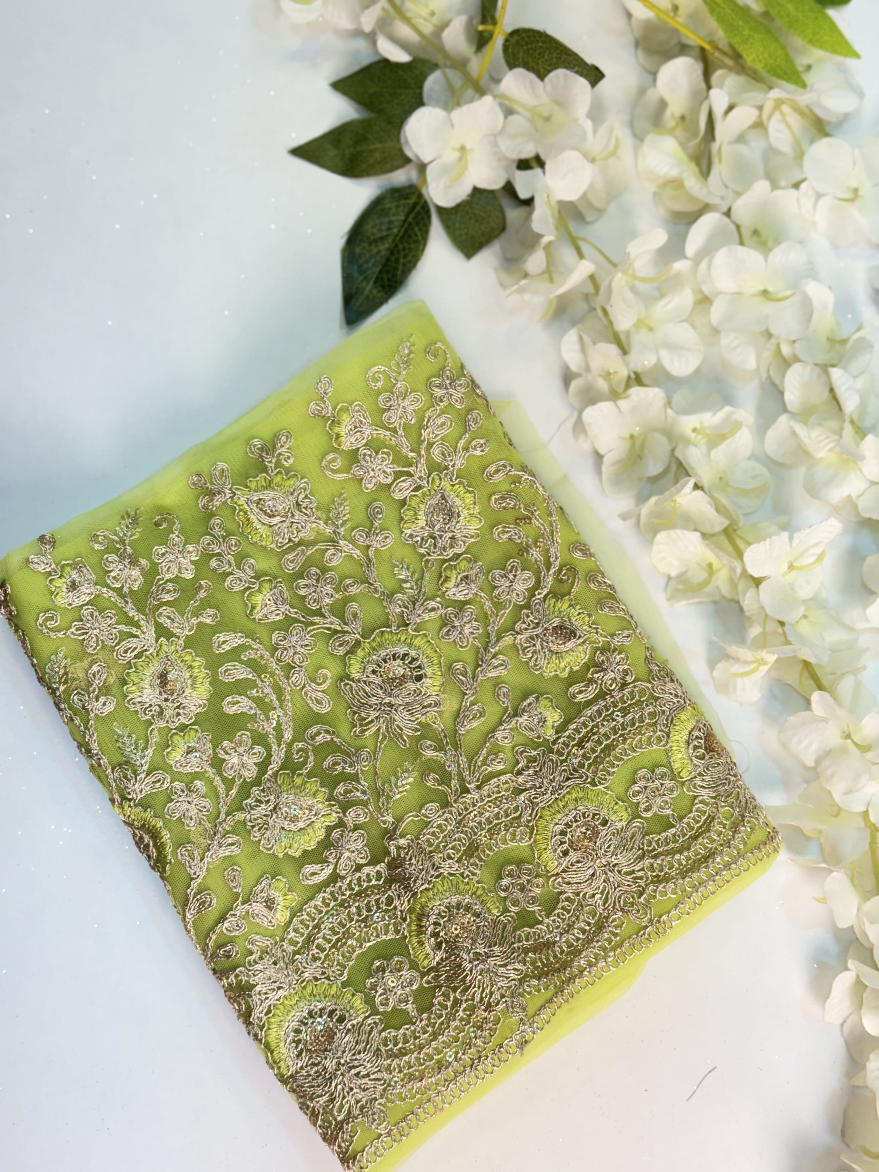 Light Green Netted-Machine Work Blouse – Manya Clothing
