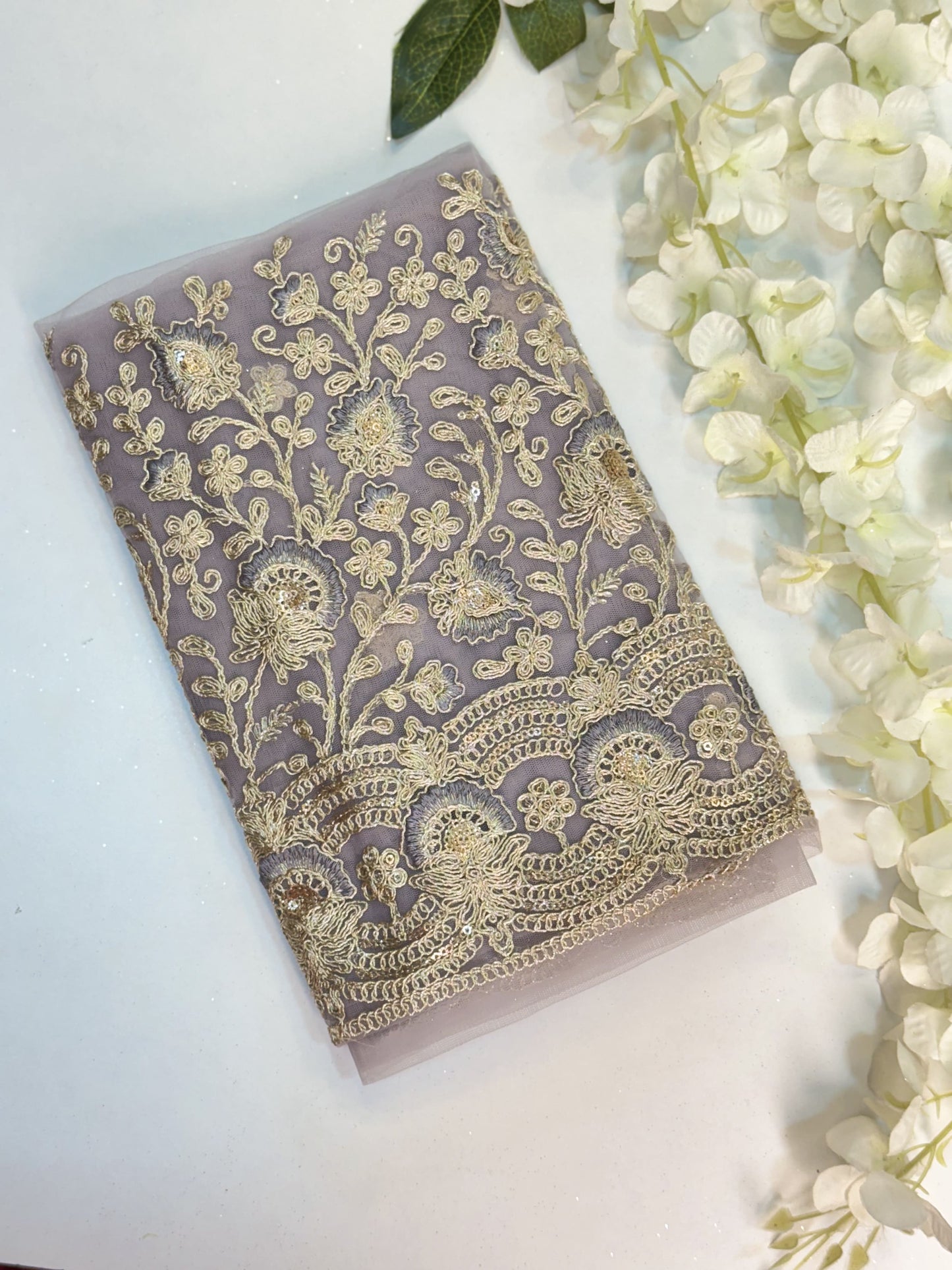 Grey Netted-Machine Work Blouse