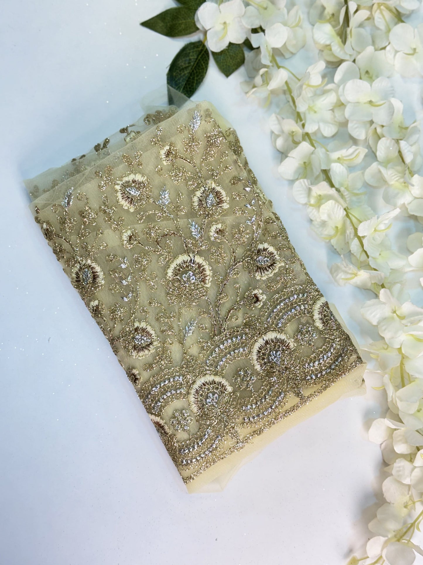 Pale Yellow Netted-Machine Work Blouse