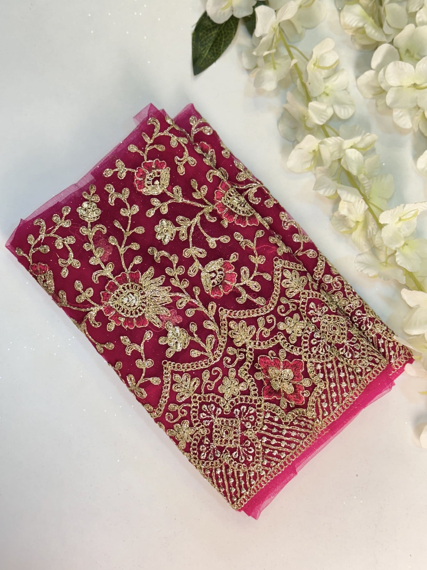 Dark Pink Netted-Machine Work Blouse